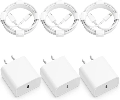 iPhone Charger Fast Charging【MFi Certified】3 Pack 20W PD USB C Wall Charger 6FT - Image 1 of 4