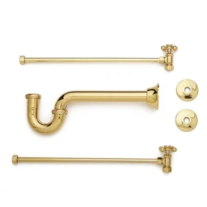 Signature Hardware 219636 Bathroom Sink Supply Kit x Copper Pipe Polished Brass - Picture 1 of 2