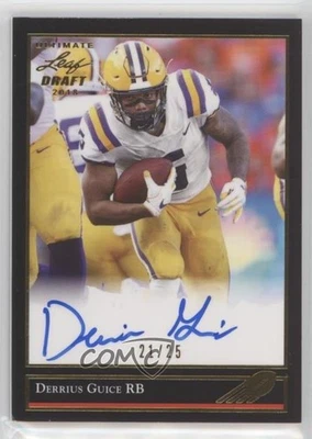 2018 Leaf Ultimate Draft 92 Black Gold /25 Derrius Guice #BG-DG1 Rookie Auto RC - Image 1 of 2