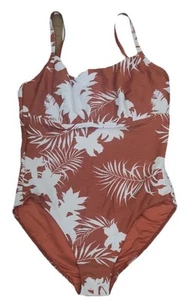 Seafolly Wild  Tropics Square Neck Amber  W/ Sky Blue Florals One Piece Euc Sz12 - Picture 1 of 7