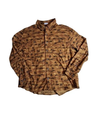 Duluth Trading Co Shirt Mens XL Brown Bear Print Free Flannel Relaxed Fit  - Image 1 of 4