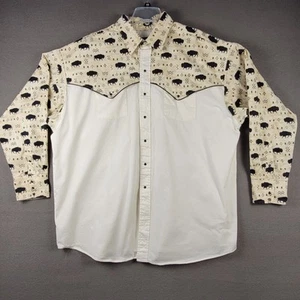 Camisa Occidental Ajustada Panhandle Para Hombres 2XL Búfalo Estampado Tribal Perla A Presión Marfil Tostado - Imagen 1 de 8