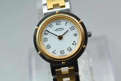 [Near MINT] HERMES Clipper CL4.210 Date White 24mm Qz Ladies Watch From JAPAN - Image 1 of 4