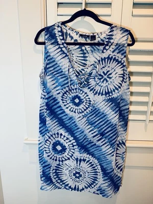 APT 9 Azul Cubre Talla L Mujeres Semi Transparente Encaje Corbata Cuello Natación Resort Usado en Excelente Condición Foto 1 de 4