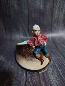 Majolica Jockey and Horse Hoof Planter Bowl - Picture 1 of 9
