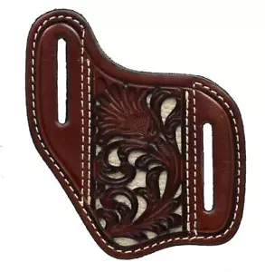 Nocona Knife Sheath Leather Ivory Underlay Pierced Floral Brown 1805012 - Picture 1 of 1