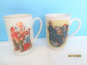 2 TAZAS DE CAFÉ NORMAN ROCKWELL 1982 DE COLECCIÓN - ESTUCHE SIN ESPERANZA Y FABRICANTE DE JUGUETES JAPÓN - Imagen 1 de 1