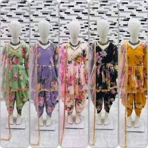 Niñas Salwar Kameez Ropa Étnica Vestido Niños Dhoti Fiesta Traje Diseñador Boda eid - Imagen 1 de 14