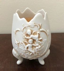Vintage Lefton Cracked Egg Victorian 3 Footed Cherub Candle Holder - Picture 1 of 8