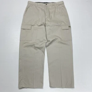 Vtg Wrangler Mens Baggy Cargo Pants 36x30 Beige Athletic Skater Wide Leg Y2K - Picture 1 of 9