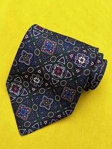 Authentic CHRISTIAN DIOR Plaids Flowers Design On Gray 100% Silk Necktie Tie - Picture 1 of 11