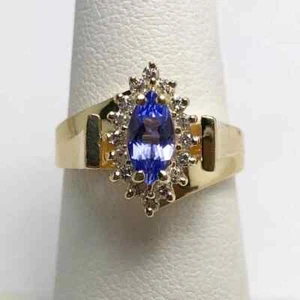 2.00Ct Marquise Cut Lab Created Tanzanite Wedding Ring 14K Yellow Gold Plated - Picture 1 of 3