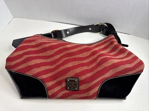 DOONEY & BOURKE RED NIKKI ZEBRA ANIMAL PRINT LARGE SHOULDER BAG HANDBAG HOBO - Picture 1 of 15