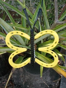 Yellow Horseshoe Butterfly, Horseshoe Garden Art, garden stake, yard art - Picture 1 of 10