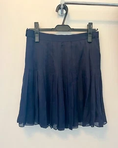 Ralph Lauren 100% mulberry silk pleated mini skirt navy blue size 0 XS women's - Picture 1 of 4