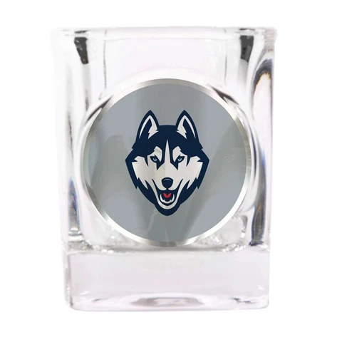 UConn Huskies Shot Glass - Metal Logo Cover