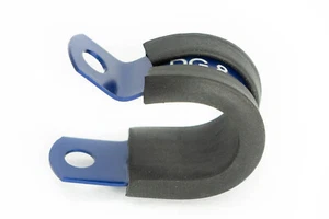 13-14mm Schlauchhalter Gummiert Rohrschelle Blau eloxiert - Picture 1 of 3