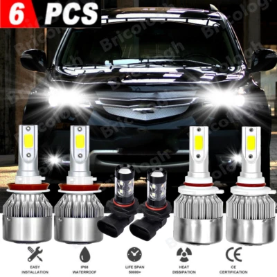 Combo 6X 6000K faros LED altos/bajos + kit de bombilla antiniebla para Acura MDX 2004 a 2006 Foto 1 de 4