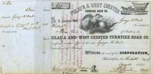1857 Philad’a & West Chester Turnpike Aktienzertifikat - Bild 1 von 1