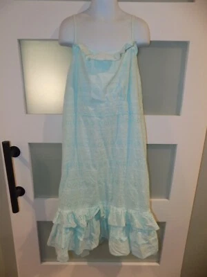 Justice Light Blue Eyelet Dress with Ruffles and Spaghetti Straps Size 14 Girl's - Image 1 of 3