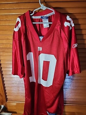 Футболка Eli Manning New York Giants Reebok No10 красная с коротким рукавом молодежная размер XL 16-20 - Изображение 1 из 4