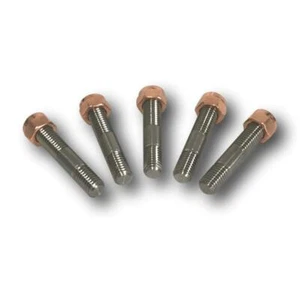 INCONEL TURBO STUD & COPPER LOCK NUT FOR DUMP PIPE SET OF 5 - M8 X 1.25 X 35MM - Picture 1 of 3