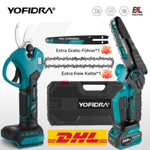 Mini motosierra eléctrica a batería de 8 pulgadas con 2 baterías + tijeras de podar a batería de 30 mm tijeras de podar - Imagen 1 de 23