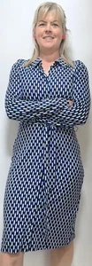 HOBBS Long Slv Shirt Alex Dress Full Button Print SemiFit Belt Knee(A298)RRP£99 - Picture 1 of 6