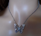 Butterfly Necklace Crystal Rhinestone Pendant Stainless Steel Chain Holiday UK