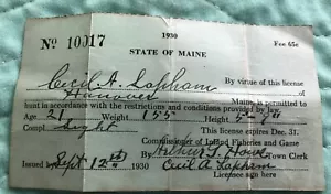 1930 Hannover, Maine - Jagdaufenthaltsführerschein! Siehe Plektren & Beschreibung - Bild 1 von 3