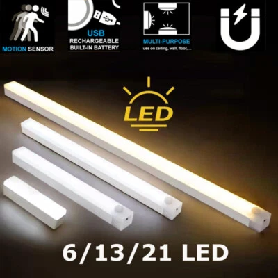 Lampe Led Sans Fil Avec Détecteur De Mouvement Pir Et Bande Rechargeable Usb / - Photo 1/4