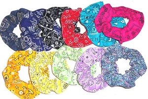 Bandana para el cabello estampado occidental rojo cachemira azul rosa runchies de Sherry - Imagen 1 de 65