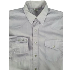 Malco Modes 16 32 Western Pearl Snap Shirt Pale Purple Long Sleeve Cowboy VTG - Picture 1 of 10