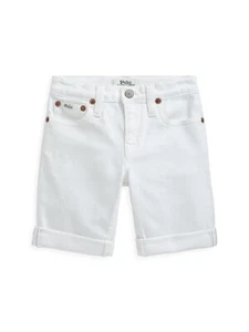 Polo Ralph Lauren Sullivan Slim Stretch Denim Shorts Big Boy 20 White Button Zip - Picture 1 of 17