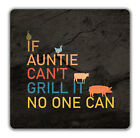 Funny BBQ 2 Pack Drinks Coasters If Auntie Can't Grill No One Can Gift - 9cmx9cm