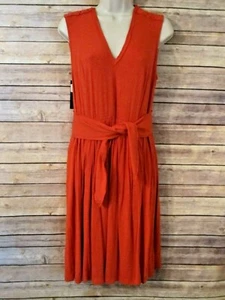 PLENTY by Tracy Reese Dress Persimmon V Neck Joanne Jersey Fit & Flare Sz L NWT - Picture 1 of 11