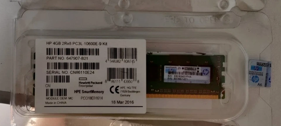 3x HP 647657-071 647907-B21 4GB 2RX8 PC3L-10600E Server Memory Modules - NEW! - Image 1 of 1