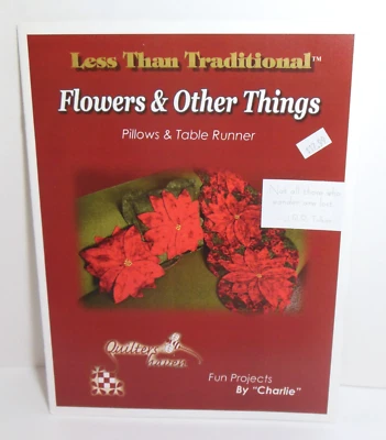 Poinsettia Pillow and Table Runner Quilting PATTERN WITH TEMPLATES Xmas Flowers - Image 1 of 4
