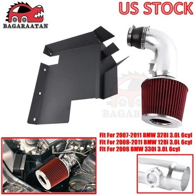 Kit de sistema de admisión de aire frío 3,0 L para BMW 128i 328i 07-11 / 330i 2006 + protector térmico Foto 1 de 4