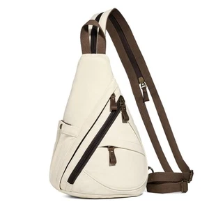 Canvas Sling Bag - Small Crossbody Backpack Shoulder Casual Daypack Rucksack ... - Picture 1 of 9