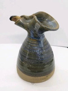 Vintage Öl Seil Docht Kerze Stein Keramik signiert vom Künstler KD 5"×3" - Bild 1 von 10