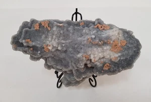 Mineral Quartz specimen with coating of small Crystals on metal stand 9" x 5" - Picture 1 of 12