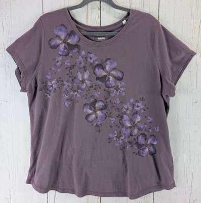 Blusa de algodão manga curta estampa floral roxa tamanho XXL Sonoma - Imagem 1 de 4
