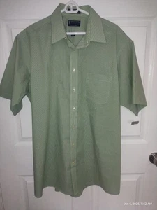 NUEVO CON ETIQUETAS Stafford Performance Super Camisa Para Hombres 17 1/2 Manga Corta Rayas Verdes - Imagen 1 de 3