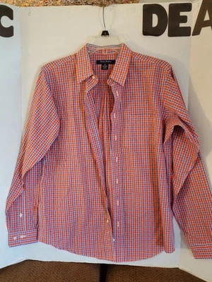 Camisa polar Brooks Brothers juvenil XLarge hombre pequeña naranja a cuadros 100 % algodón  Foto 1 de 4