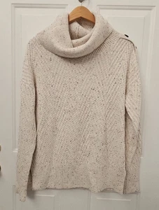 Mauvette Heathered Cream Colored Long Sleeve Pullover Cowl Sweater Size S NWT - Picture 1 of 6