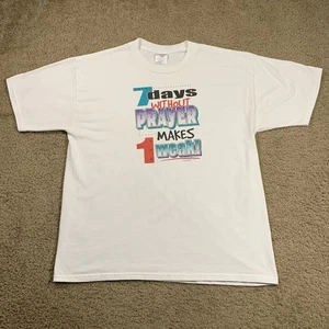 Jerzees XL White Short Sleeve Jesus T Shirt God Religious Quote Vintage 90s - Picture 1 of 9