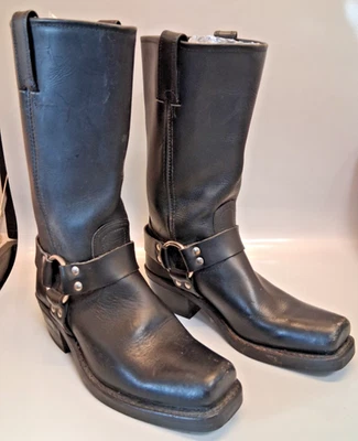 Botas de moto usadas para mujer retro Frye ARNÉS 12R negras punta cuadrada 7 m Foto 1 de 4