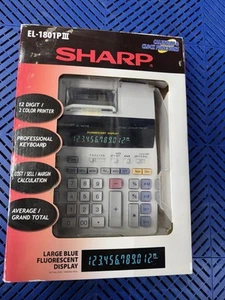 SHARP EL-1801PIII 12 Digit 2 Color Electronic Printing Calculator Adding Machine - Picture 1 of 6