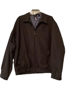 Chaps Ralph Lauren Jacket Mens Large Black Plaid Harrington Bomber Full Zip LNC - Picture 1 of 17
